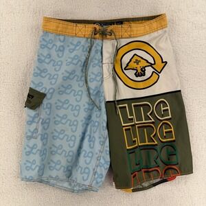 LRG Board Shorts Mens 32 Multicolor Graphic Colorblock Surf Swim Trunks Beach